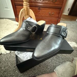 Lulu's Metallic Black Mules